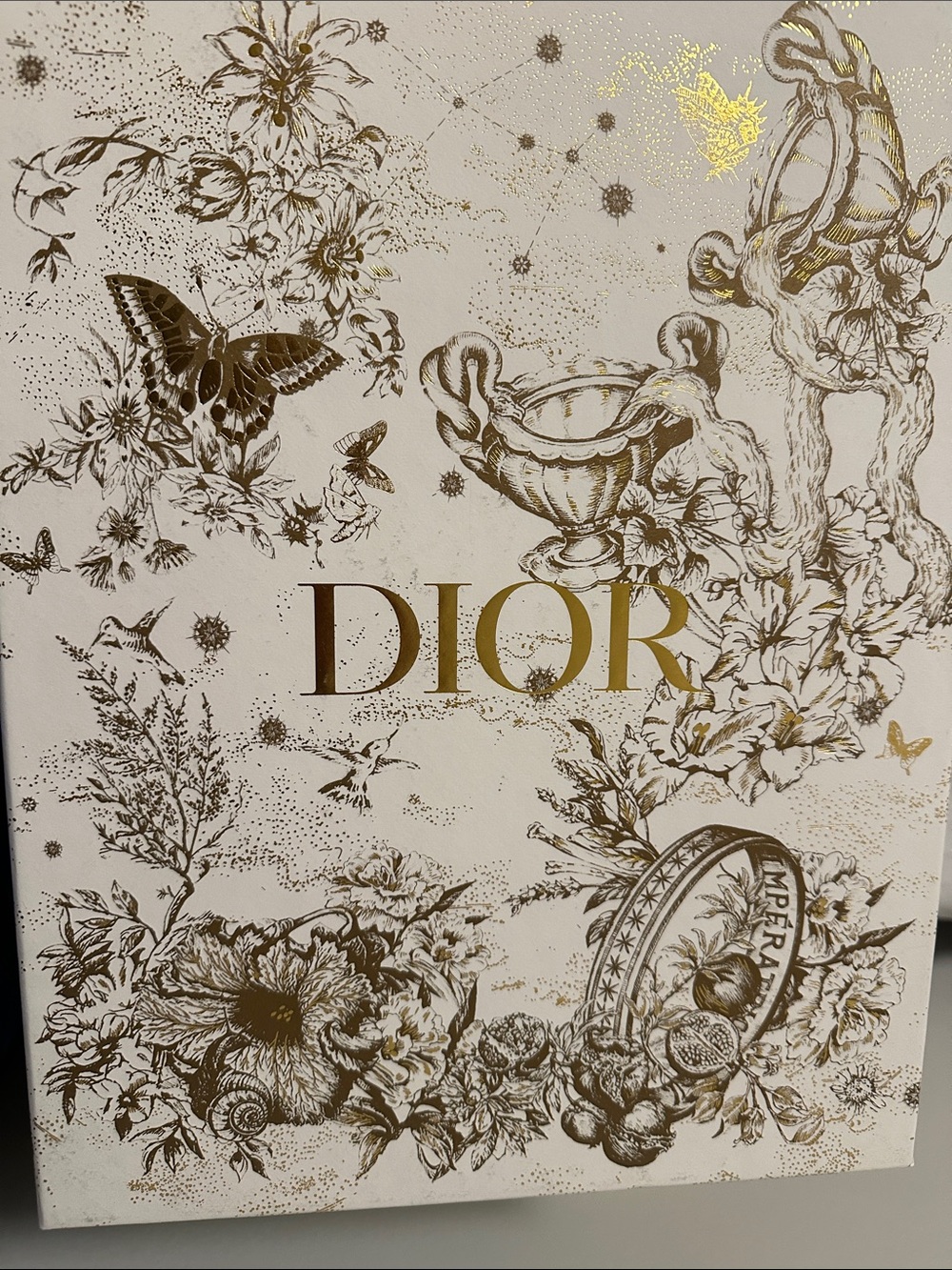 Dior holiday gift Box in Gold and Cream